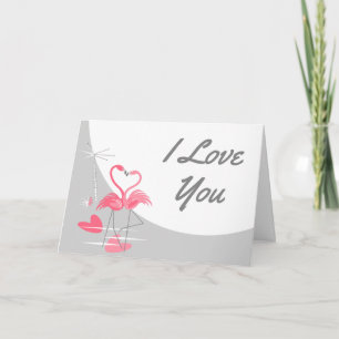 Flamingo Liebe Large Moon I Liebe You Text Landsch Karte