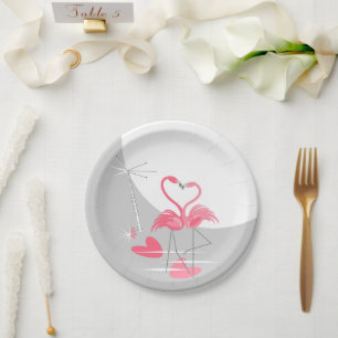 Flamingo Liebe Large Moon Papier Teller