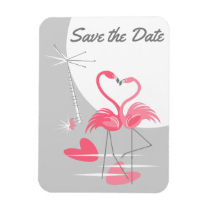 Flamingo Liebe Large Moon Save the Date flexibel Magnet