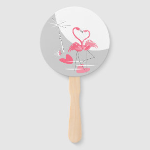 Flamingo Liebe Large Moon Text Handventilator rund Fächer