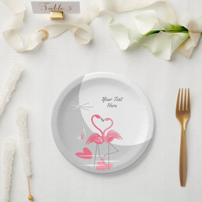 Flamingo Liebe Large Moon Text Teller (Hochzeit)