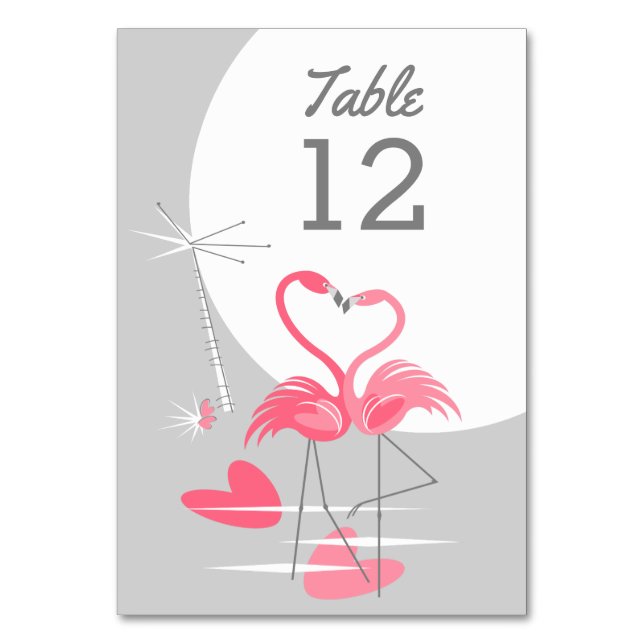Flamingo Liebe Large Moon Tischkarte Tischnummer (Vorderseite)