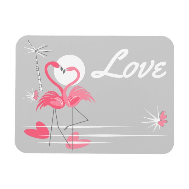 Flamingo-Liebe-Liebe flexibler Magnet (Horizontal)