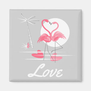 Flamingo Liebe Liebe Magnetquadrat Magnet