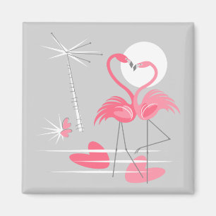 Flamingo Liebe Magnetquadrat Magnet