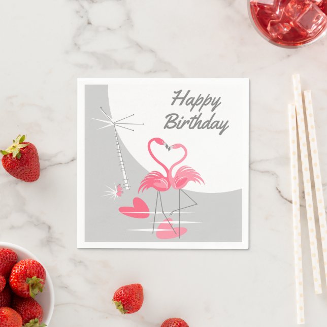 Flamingo Liebe Moon Birthday Papierservietten (Beispiel)
