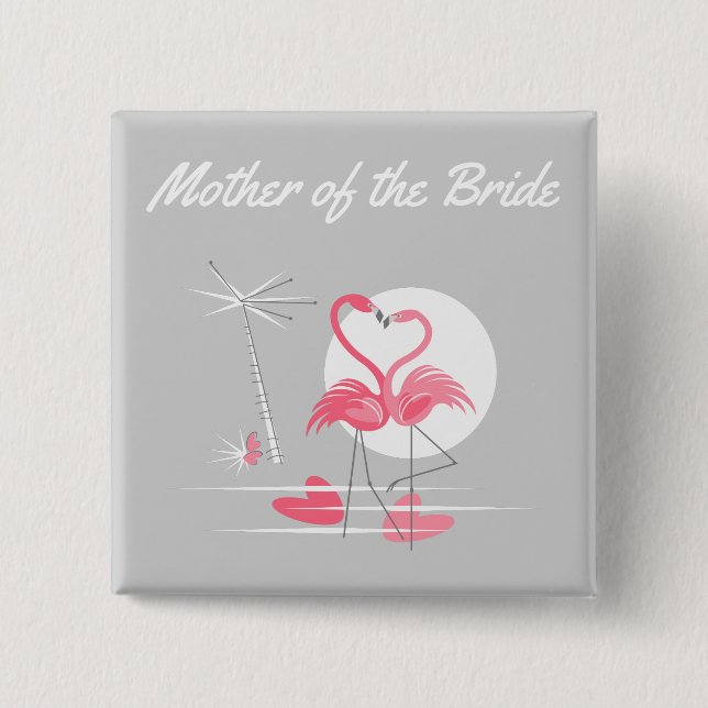 Flamingo Liebe Mutter der Bride-Taste Platz Button (Vorderseite)