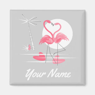 Flamingo-Liebe-Namenmagnetquadrat Magnet