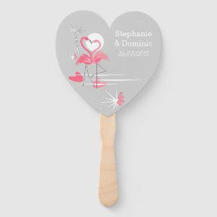 Flamingo Liebe Names Dates Hand Fan Herz Fächer