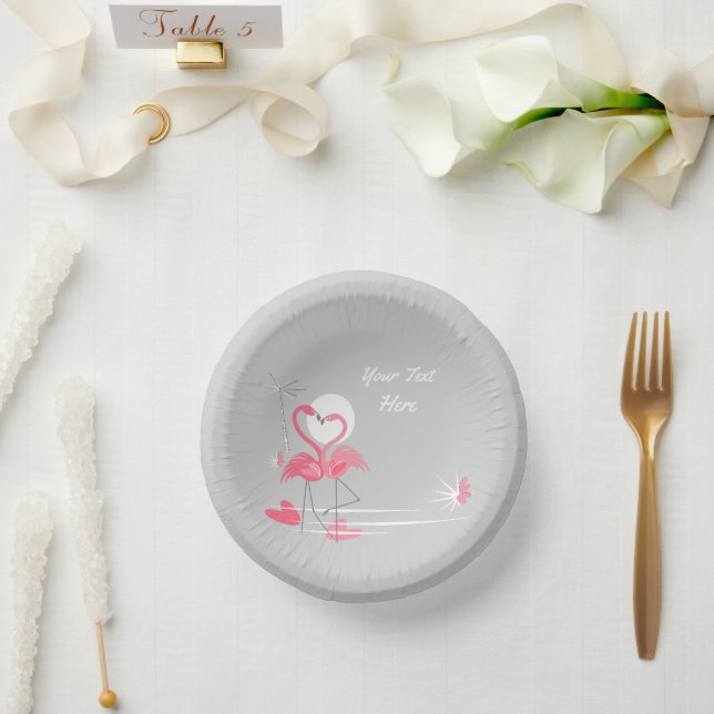 Flamingo-Liebe Pappteller (Hochzeit)