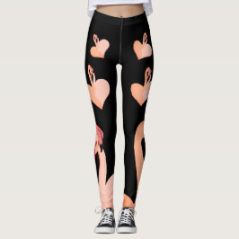 Flamingo-Liebe, Schwarze benutzerdefinierte Leggin Leggings