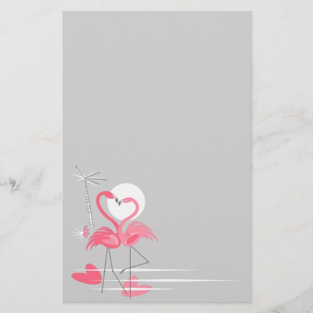 Flamingo Liebe Side Briefpapier (Vorderseite)