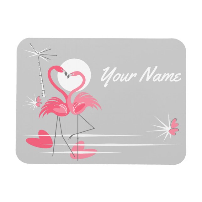 Flamingo Liebe Side Name flexibler Magnet (Horizontal)
