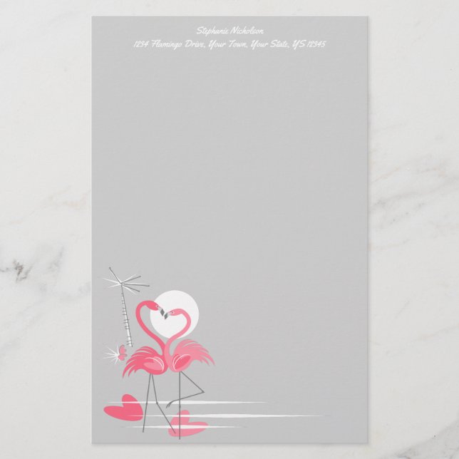 Flamingo Liebe Side Text Briefpapier (Vorderseite)