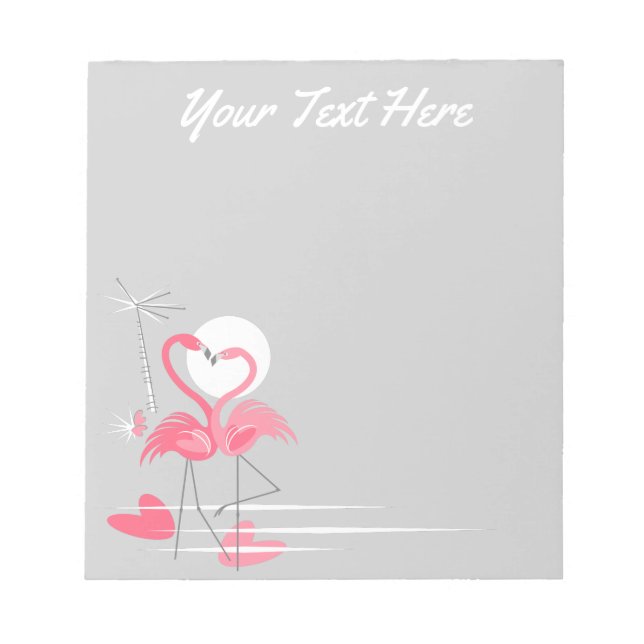 Flamingo Liebe Side Text Notizblock (Vorderseite)
