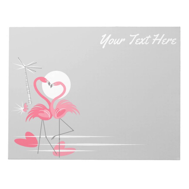 Flamingo Liebe Side Text Notizblock horizontal (Vorderseite)