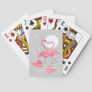 Flamingo-Liebe spielt Karten rosa Spielkarten