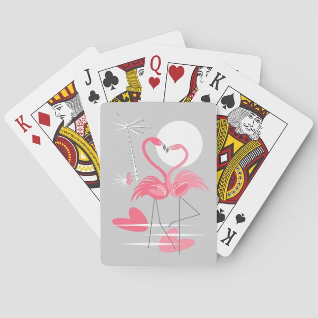 Flamingo-Liebe spielt Karten rosa Spielkarten (Rückseite)