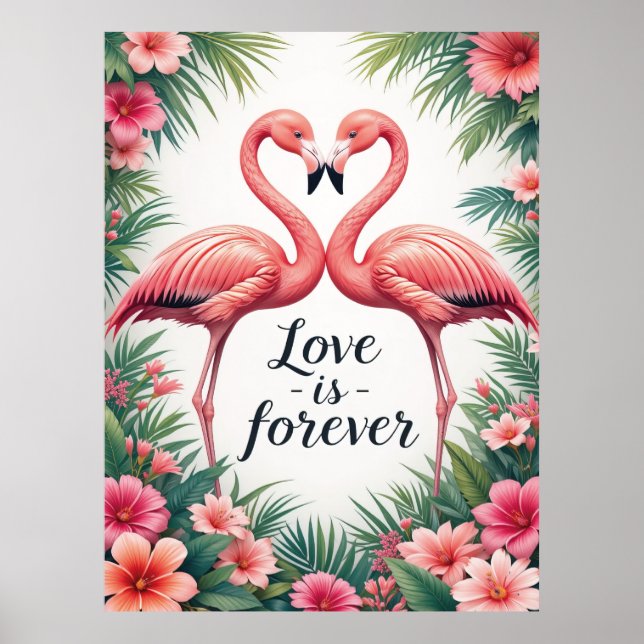 Flamingo Liebe Tropical Art Poster (Vorne)