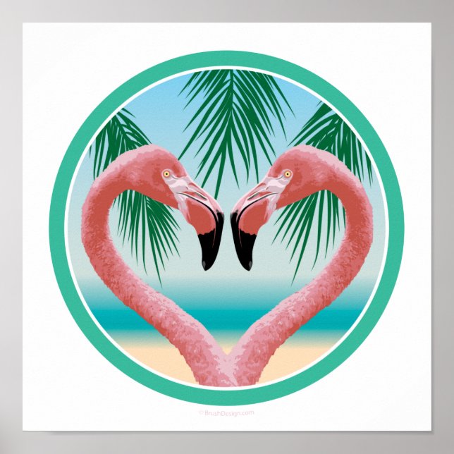 Flamingo-Liebe (Tropisches Valentin) Poster (Vorne)