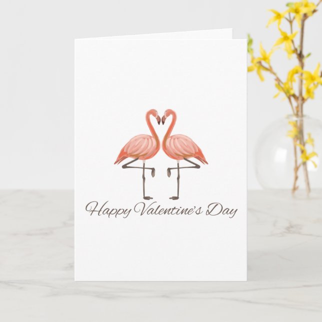 Flamingo Liebe Valentinstag Karte (Gelbe Blume)