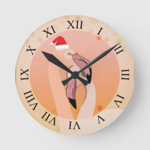 Flamingo-Liebe, Weihnachten Runde Wanduhr