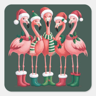 Flamingo Liebhaber Geschenk Weihnachten Frohe Weih Quadratischer Aufkleber