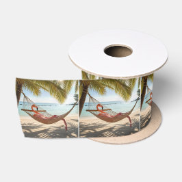 Flamingo liegt in einer Hängematte Satinband