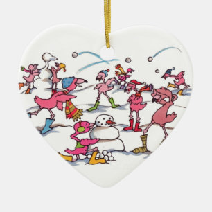 Flamingo "ließ es schneien" KUNDENGERECHTE Keramikornament