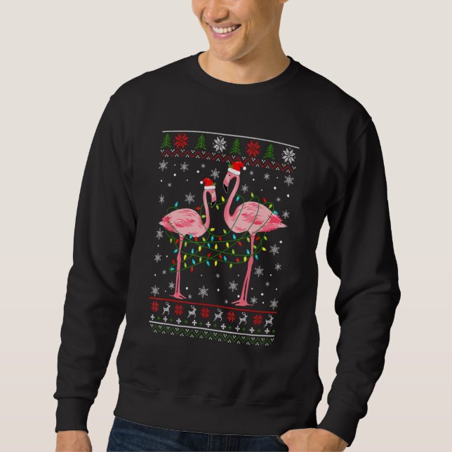 Flamingo Lights geknackt Ugly Sweater Christmas An Sweatshirt (Vorderseite)