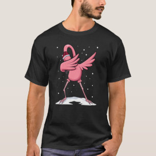 Flamingo Lights Schnee Weihnachtstiere Vögel Rosa T-Shirt