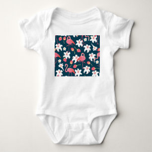 Flamingo Lilies: Tropisches Vintages Design. Baby Strampler