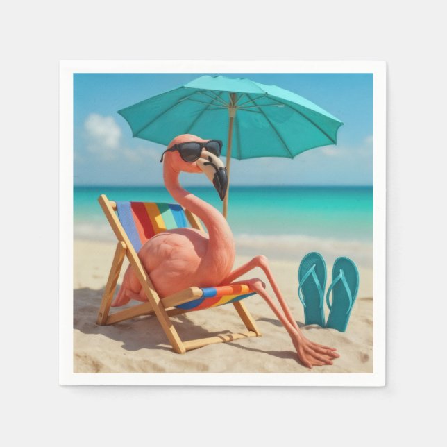 Flamingo Lounges am Strand Serviette (Vorderseite)