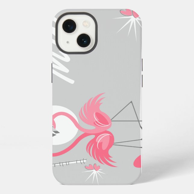 Flamingo Love Side Monogram iPad Mini horizontal iPhone Hülle (Rückseite)