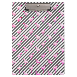 Flamingo Lover Pink Bird Diagonale Streifen Klemmbrett