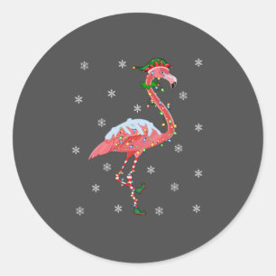 Flamingo Lover Xmas Gift Weihnachtsmannmütze Elf F Runder Aufkleber