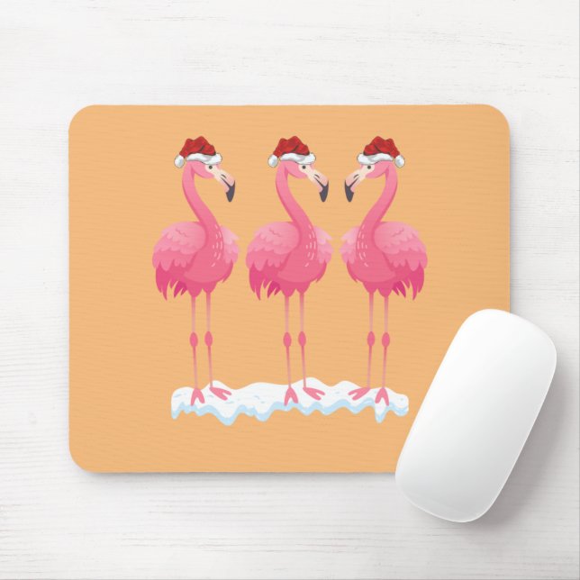 Flamingo Lover Xmas Lighting Santa Pink Flamingos Mousepad (Mit Mouse)