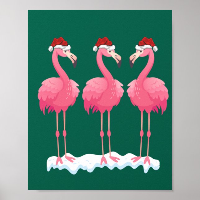 Flamingo Lover Xmas Lighting Santa Pink Flamingos Poster (Vorne)