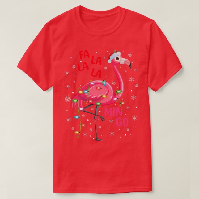 Flamingo Lover Xmas Lights Fa La Mingo Flamingo T-Shirt (Design vorne)