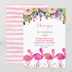 Flamingo-Luau-Geburtstagsladung Einladung