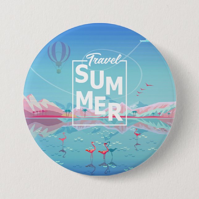 Flamingo Magic Travel Summer Tropical Sea Beach Button (Vorderseite)