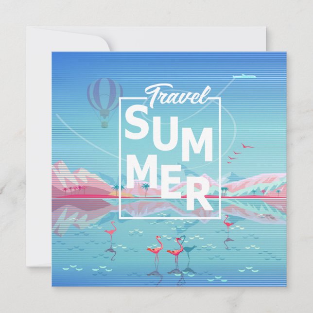 Flamingo, Magic Travel, Summer Tropical Sea Beach Save The Date (Vorderseite)