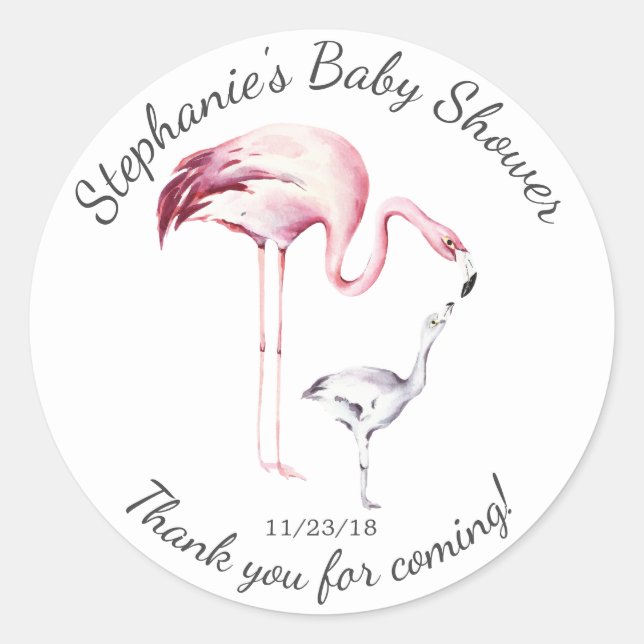Flamingo Mama Baby Shower Gevor Sticker (Vorderseite)