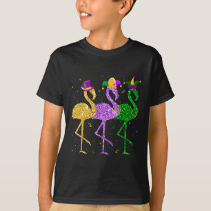 Flamingo Mardi Gras Funny Mask Beads Karneval Teil T-Shirt