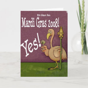 Flamingo Mardi Gras Happpy 2008 Card New Orleans C Karte