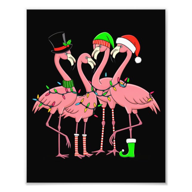 Flamingo Merry Christmas Funny Flamingo Lover Gesc Fotodruck (Vorne)