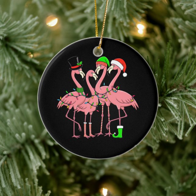 Flamingo Merry Christmas Funny Flamingo Lover Gesc Keramik Ornament (Baum)