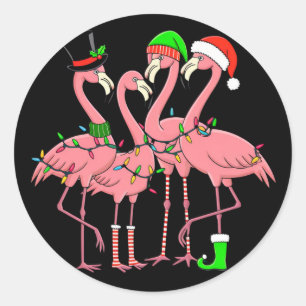Flamingo Merry Christmas Funny Flamingo Lover Gesc Runder Aufkleber