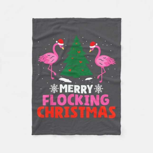 Flamingo Merry Flocking Christmas Funny Xmas Men W Fleecedecke (Vorderseite)