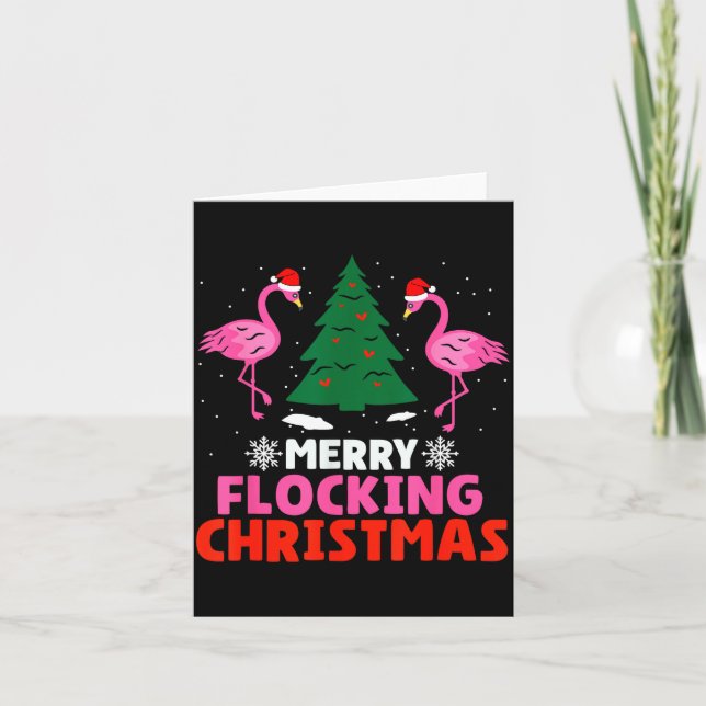 Flamingo Merry Flocking Christmas Funny Xmas Men W Karte (Vorderseite)